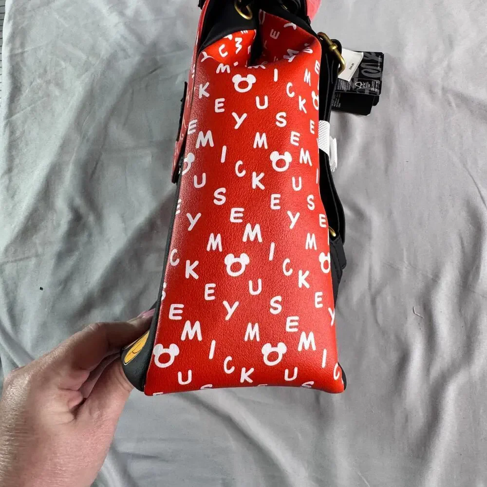 Loungefly Disney Mickey Mouse Mini Backpack Red Black Ears Logo Print NWT